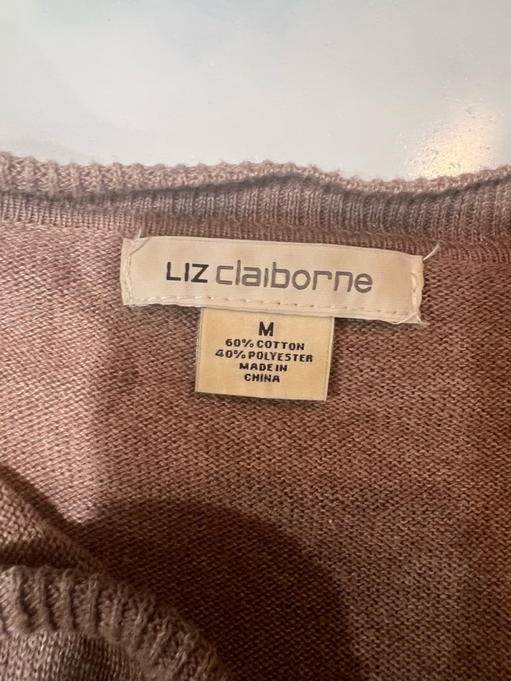 Women's Lightweight V-Neck Cardigan Sweater - Brown Liz Claiborne - Picture 3 of 4